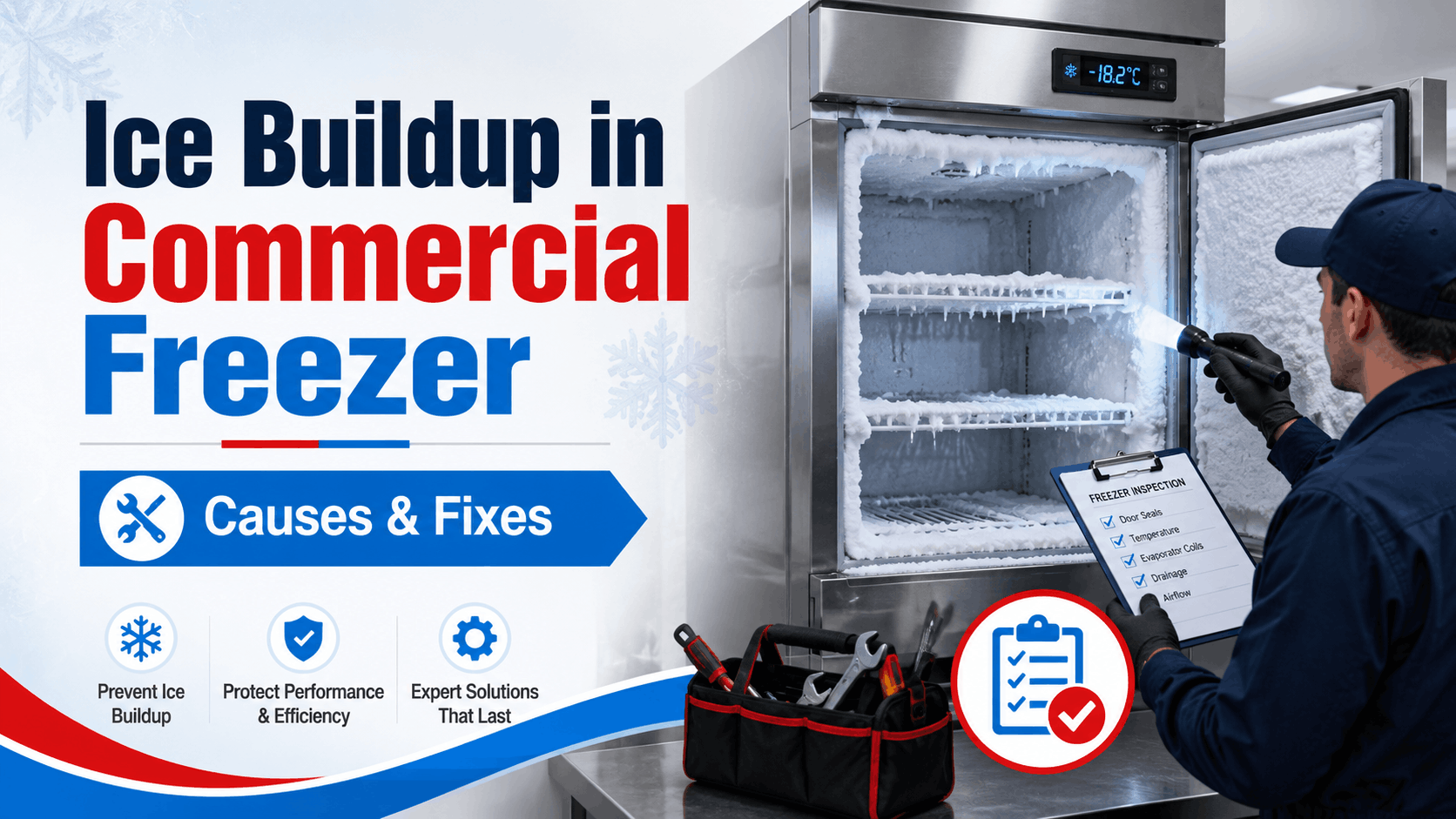 Ice buildup in commercial freezer causes and fixes